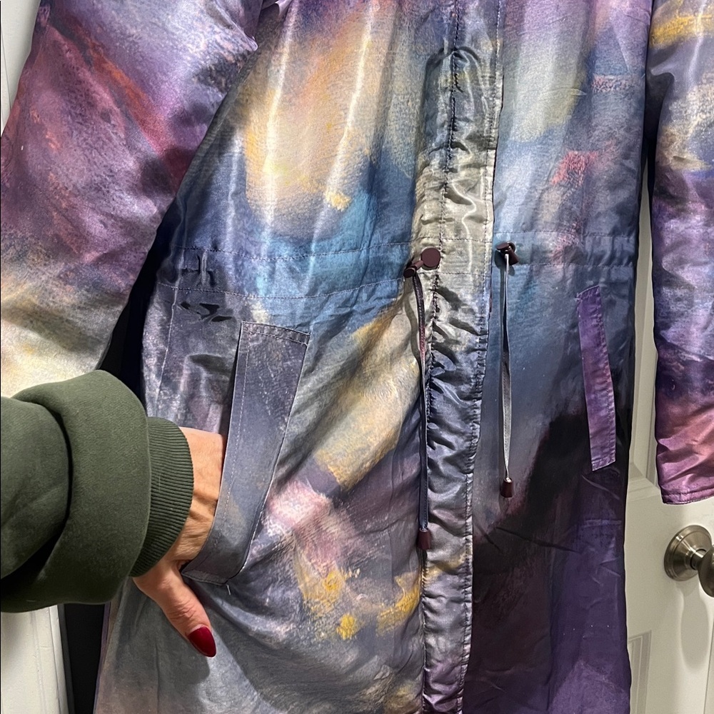 NWT UBU Reversible Quilted Long Jacket COAT art deco to wear wearable art galaxy - Picture 3 of 16